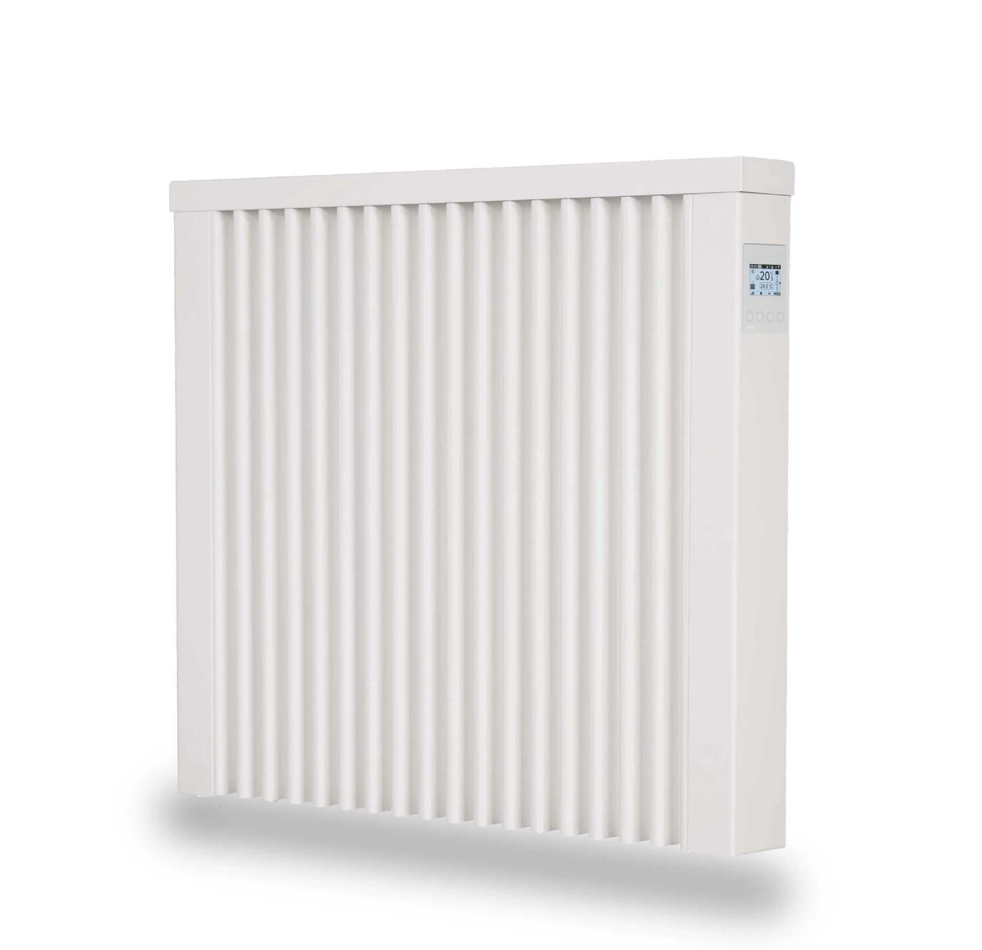 Dachbodenstudio mit effizienter Elektroheizung
Küche mit energiesparender Elektroheizung an Außenwand
Schlafzimmer mit leiser AeroFlow Slim Heizung
Flur mit schmalem Radiator un Parkettboden
Elektroheizung mit Kabelkanal und Wandhalterung
Detail Nahaufnahme der Lamellen eines Heizkörpers 
Montage der Wandkonsole einer Elektroheizung
Smart Thermostat Bedienung an Elektroheizung 
Elektroheizung im Gartenhaus für Übergangsheizen
Wohnraum mit PV kompatibler Elektroheizung 
Büro mit wartungsfreier Elektroheizung
