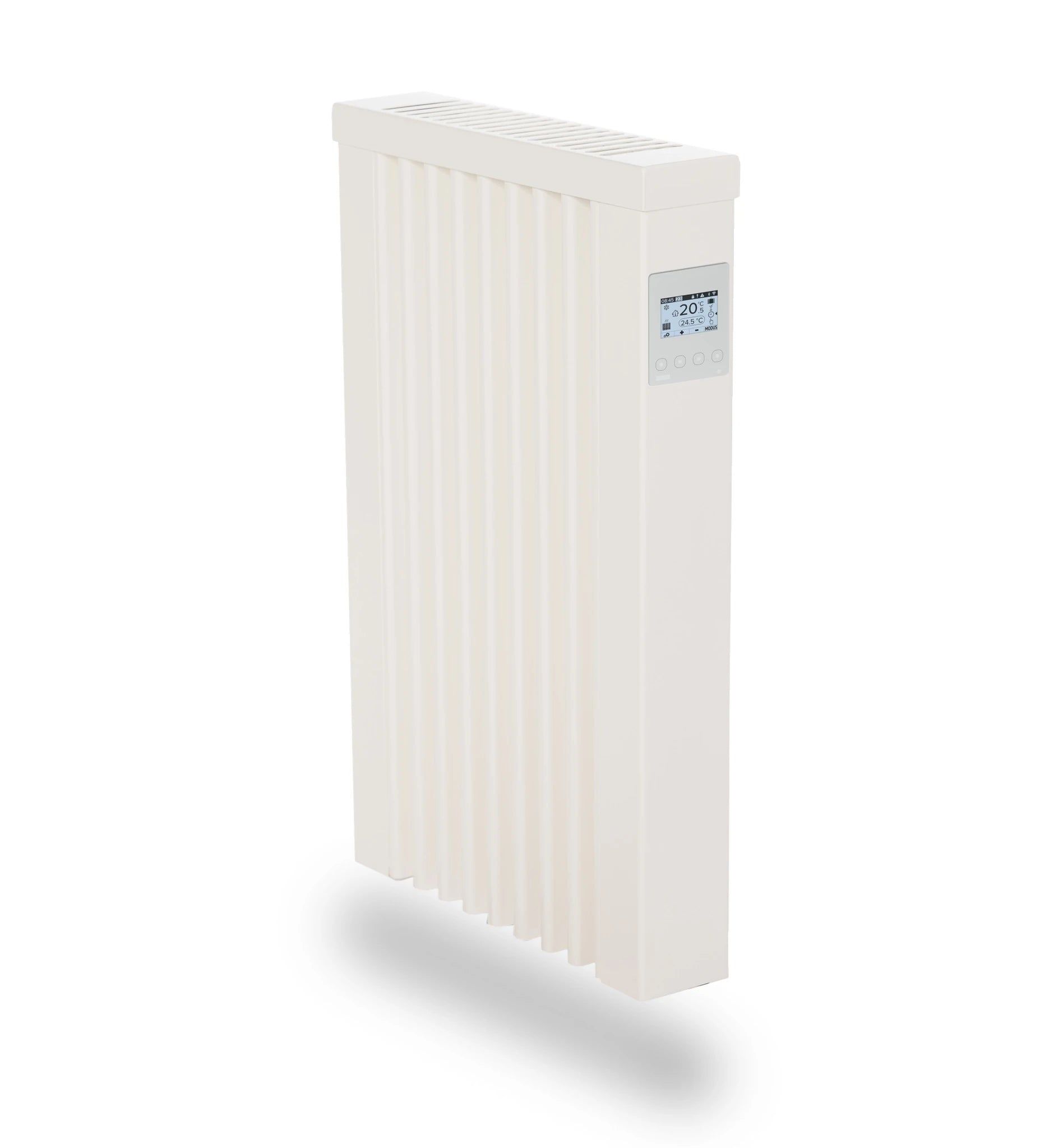 Dachbodenstudio mit effizienter Elektroheizung
Küche mit energiesparender Elektroheizung an Außenwand
Schlafzimmer mit leiser AeroFlow Slim Heizung
Flur mit schmalem Radiator un Parkettboden
Elektroheizung mit Kabelkanal und Wandhalterung
Detail Nahaufnahme der Lamellen eines Heizkörpers 
Montage der Wandkonsole einer Elektroheizung
Smart Thermostat Bedienung an Elektroheizung 
Elektroheizung im Gartenhaus für Übergangsheizen
Wohnraum mit PV kompatibler Elektroheizung 
Büro mit wartungsfreier Elektroheizung
