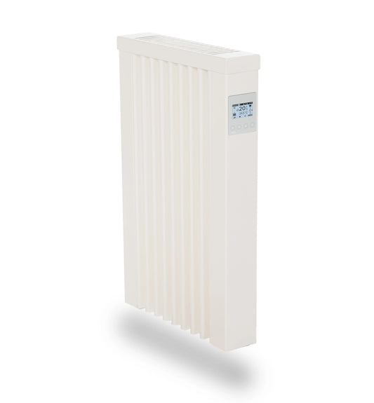 Dachbodenstudio mit effizienter Elektroheizung
Küche mit energiesparender Elektroheizung an Außenwand
Schlafzimmer mit leiser AeroFlow Slim Heizung
Flur mit schmalem Radiator un Parkettboden
Elektroheizung mit Kabelkanal und Wandhalterung
Detail Nahaufnahme der Lamellen eines Heizkörpers 
Montage der Wandkonsole einer Elektroheizung
Smart Thermostat Bedienung an Elektroheizung 
Elektroheizung im Gartenhaus für Übergangsheizen
Wohnraum mit PV kompatibler Elektroheizung 
Büro mit wartungsfreier Elektroheizung