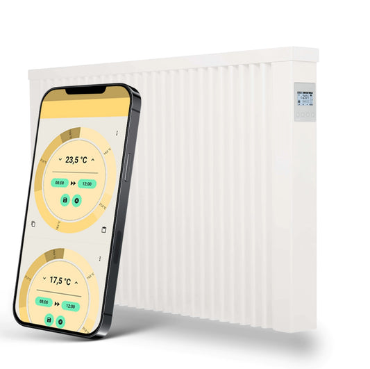 Elektroheizung im modernen Wohnzimmer mit Sessel Wandheizkörper AeroFlow Tall vor heller Wand 
Kompakte Elektroheizung im Badezimmer neben Handtüchern
Slim Elektroheizung unter dem Fenster installiert 
Heizkörper mit Schamottespeicher in neutralem Interieur 
Elektroheizung im Homeoffice neben Schreibtisch Weißer 
Heizkörper mit Thermostat an Steckdose Wohnzimmer mit Pflanze und flachem Heizkörper 
Bad mit Spiegel und schmaler Wandheizung 
Kinderzimmer mit sicherer Elektroheizung an der Wand 